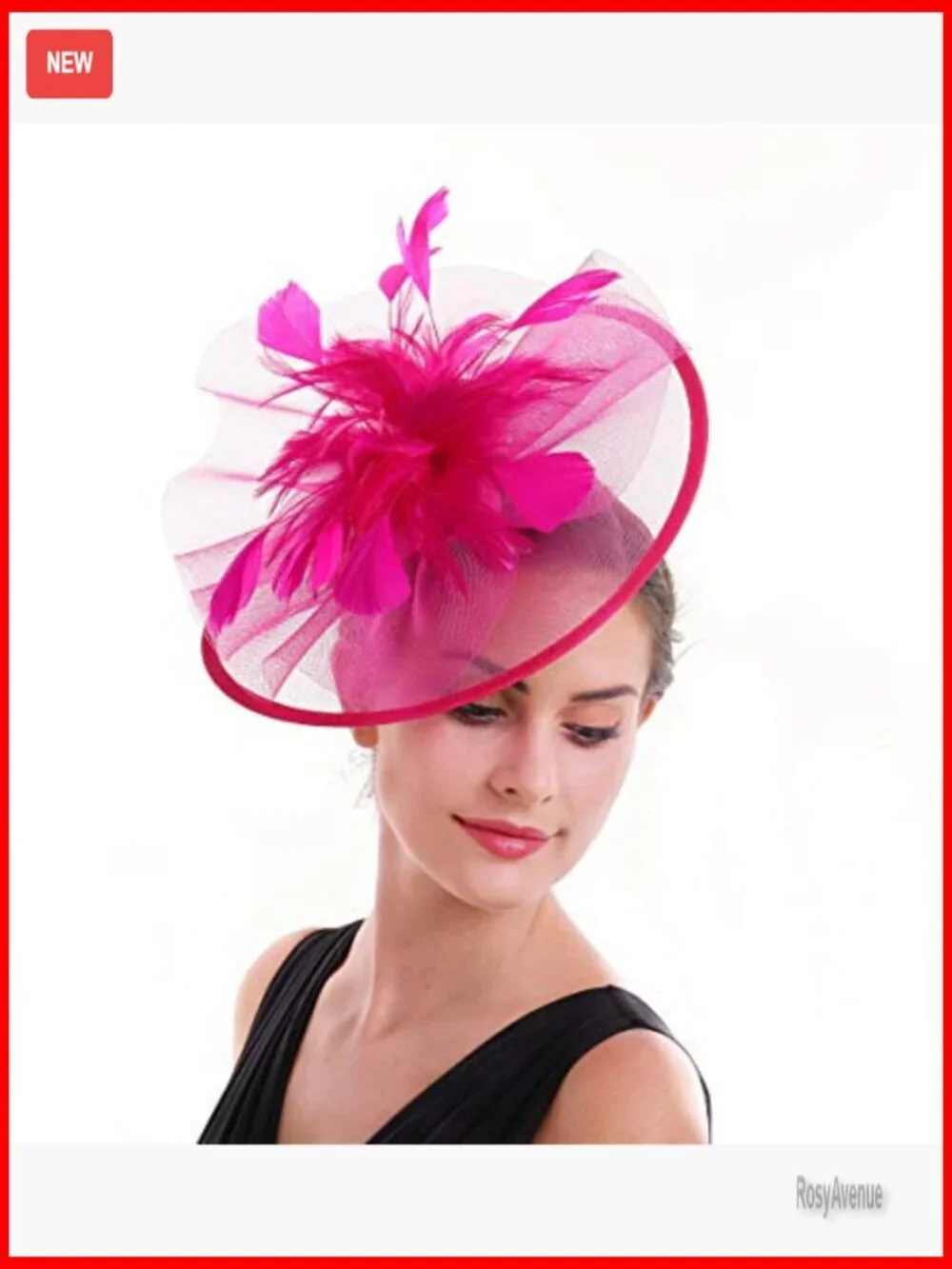 Feather Fascinator Hat with Veil and Flower Clip for Tea Party Derby